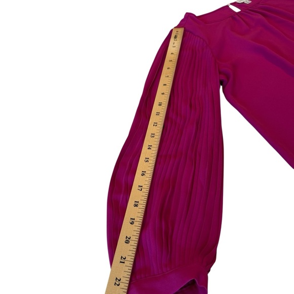 J. Crew Fuchsia Pink High Neck Relaxed Fit Pleated Long Sleeve Top Career  BV630 - Picture 12 of 15